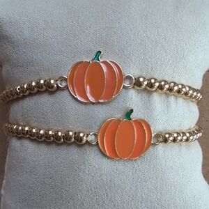 Gold and Orange Pumpkin Bracelet Set
